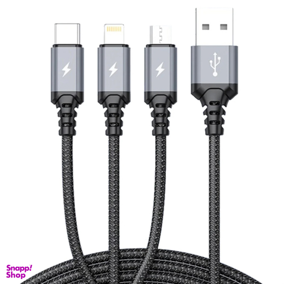 کابل USB به Lightning/Type-C/MicroUSB ترانیو مدل XS6 طول 1.2 متر