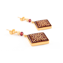 گوشواره طلا 24 عیار زنانه الون الون طرح گارنت مدل ترنج