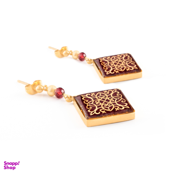 گوشواره طلا 24 عیار زنانه الون الون طرح گارنت مدل ترنج