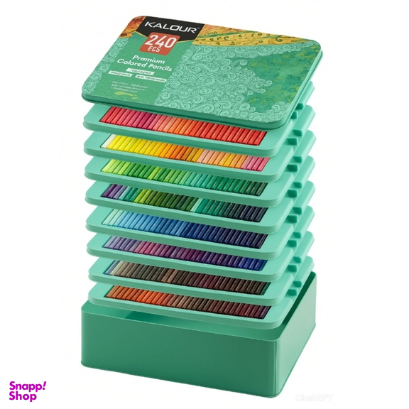 مداد رنگی 240 رنگ کالور مدل Premium کد 12339 جعبه فلزی