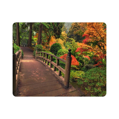 ماوس پد اطلس آبی طرح منظره جنگل و درخت و پل مدل T6820