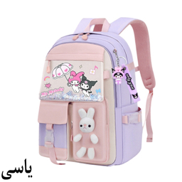 کوله پشتی مدرسه دخترانه مدل فانتزی آکواریومی خرگوشی طرح کرومی کد 6598