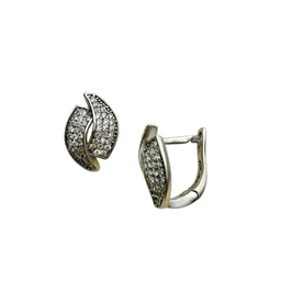 گوشواره نقره 925 عیار زنانه طرح برگ نگینی کد EAR 001216