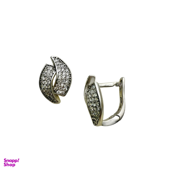 گوشواره نقره 925 عیار زنانه طرح برگ نگینی کد EAR 001216
