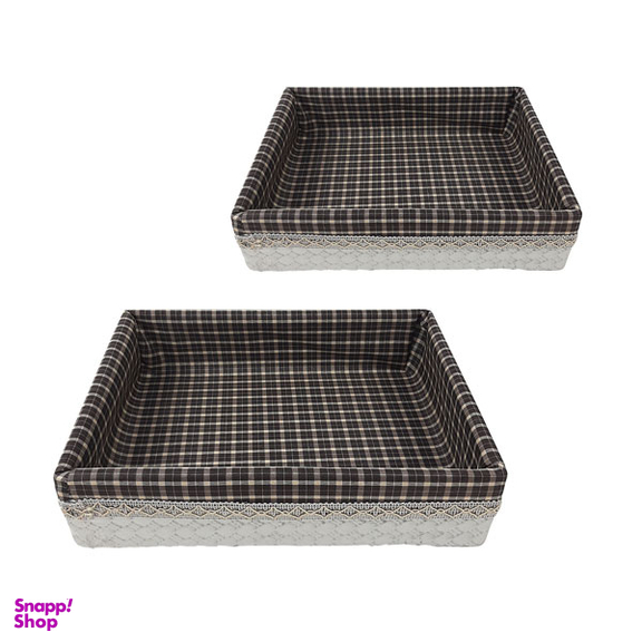 سبد نان و سبزی مدل چوب و چرم کد T1099T مجموعه 2 عددی