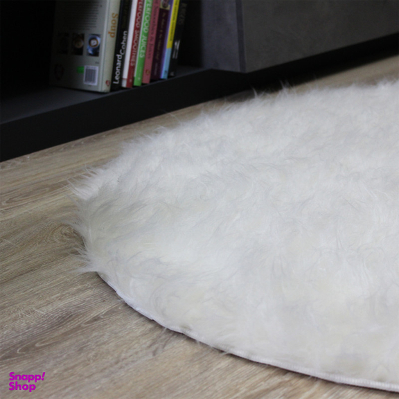 فرش ماشینی شاران هوم طرح خز پرز بلند مدل اسفنج دار زمینه سفید