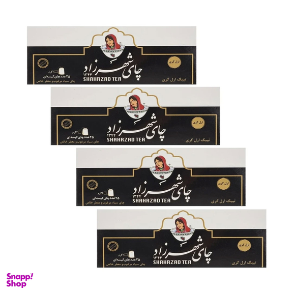 چای کیسه ای شهرزاد ارل گری بسته ۴ عددی