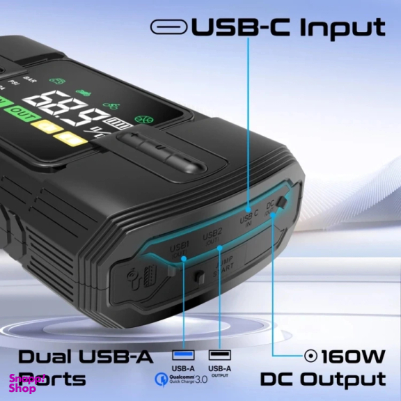 جامپ استارتر خودرو و پاوربانک پرومیت مدل PATROLPACK-3 ظرفیت 12000 میلی آمپر ساعت