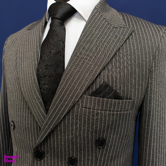 کت و شلوار مردانه مدل دیپلمات یقه بلیزر کد 1020 رنگ طوسی