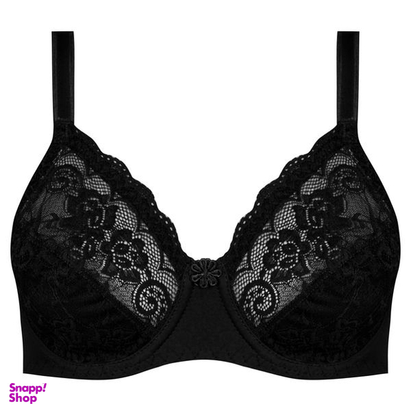 ست شورت و سوتین زنانه پانیذ مدل فنردار گیپور گلدار کد 9013 رنگ مشکی