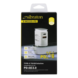 شارژر دیواری 25 وات سیبراتون مدل SW2225i PD به همراه کابل لایتنینگ