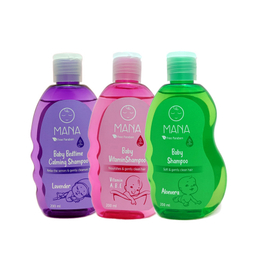شامپو کودک مانا مدل ویتامینه و عصاره اسطوخودوس و عصاره آلوئه ورا حجم 200 میلی لیتر بسته 3 عددی