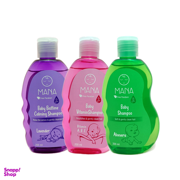شامپو کودک مانا مدل ویتامینه و عصاره اسطوخودوس و عصاره آلوئه ورا حجم 200 میلی لیتر بسته 3 عددی