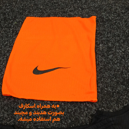ست تاپ و شلوارک و اسکارف ورزشی مردانه طرح نایکی کد 1541 رنگ مشکی نارنجی