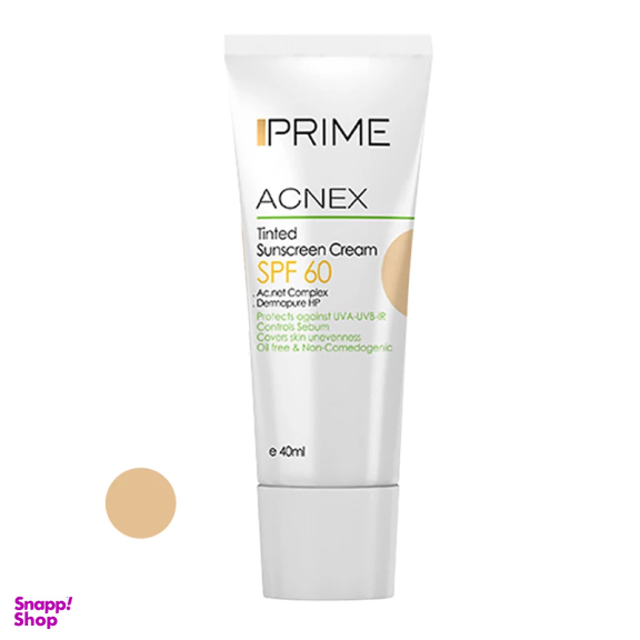 کرم ضد آفتاب رنگی پریم مدل Acnex SPF60 حجم 40 میلی لیتر