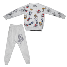 ست بلوز و شلوار پسرانه چیندکا مدل سگ های نگهبان کد 110 رنگ طوسی