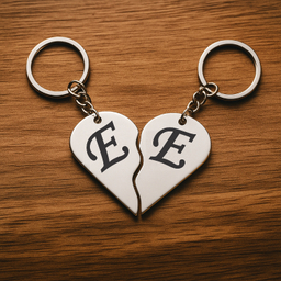 جاکلیدی گیلواره زراوشان مدل قلب دو تکه حرف E E