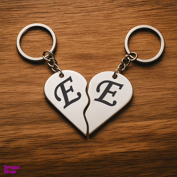 جاکلیدی گیلواره زراوشان مدل قلب دو تکه حرف E E