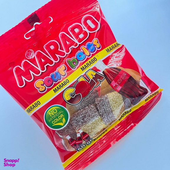 پاستیل لقمه ای نواری با طعم کولا مارابو وزن 50 گرم بسته 12 عددی