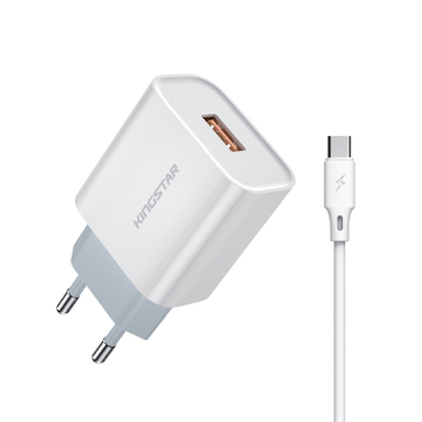 شارژر دیواری 18 وات کینگ استار مدل KW141C به همراه کابل USB-C