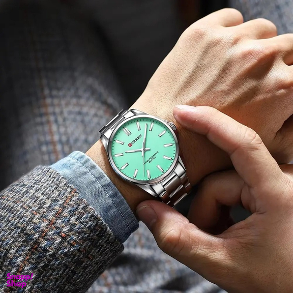 ست ساعت مچی عقربه ای زنانه و مردانه کورن مدل 9090STS
