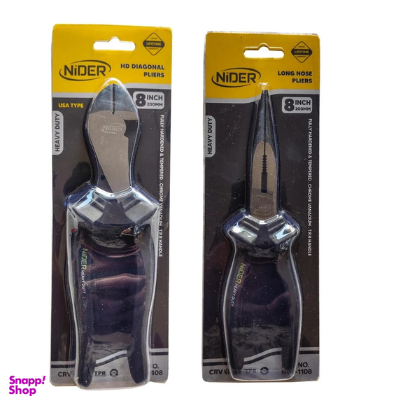 انبر دم باریک و سیم چین نیدر مدل AJ-NDR-08 سایز 8 اینچ