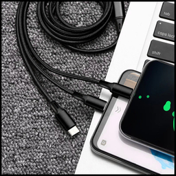 کابل تبدیل USB به MicroUSB / USB-C / لایتنینگ پاواریال مدل DC-03 طول 1.2 متر