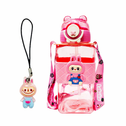 قمقمه مدل لبوبو عروسکی حجم 0.65 میلی لیتر به همراه آویز شب تاب