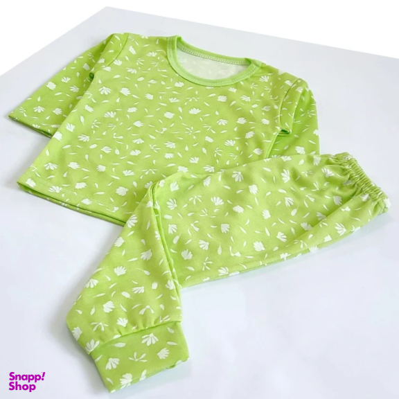 ست تیشرت آستین بلند و شلوار راحتی نوزادی مدل شکوفه کد 4130 رنگ سبز