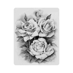 ماوس پد اطلس آبی طرح سیاه قلم گل های رز مدل T1115