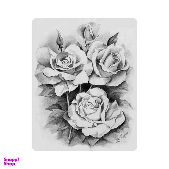 ماوس پد اطلس آبی طرح سیاه قلم گل های رز مدل T1115