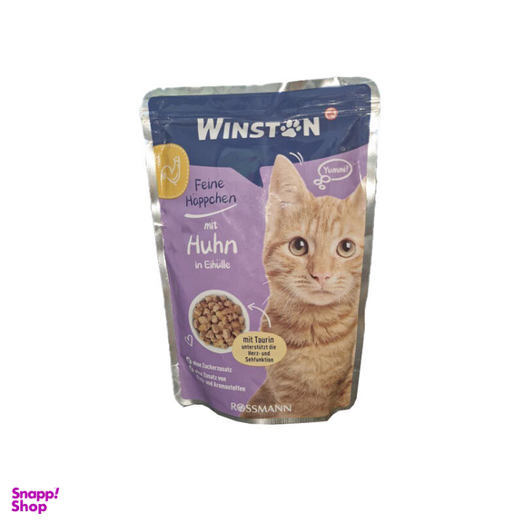 پوچ گربه وینستون طعم مرغ و تخم مرغ وزن 10 گرم