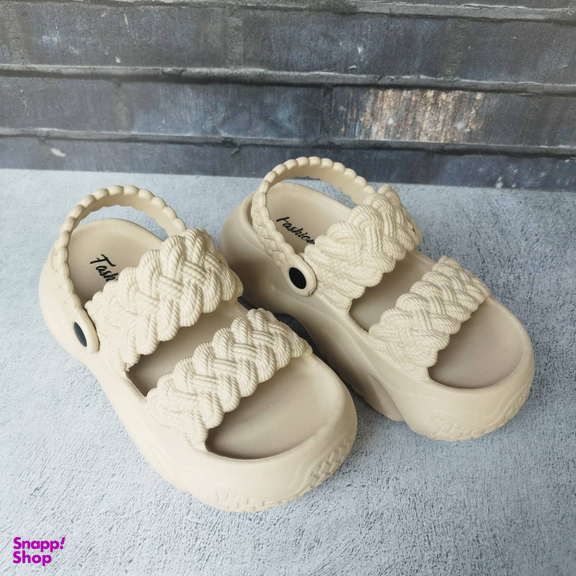 صندل زنانه پاپا مدل بافت دار نصر کد 128511 رنگ کرم