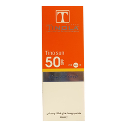 کرم ضد آفتاب بدون رنگ تینولا بیوتی SPF 50 مدل sensitive مناسب پوست های خشک و حساس حجم 40 میلی لیتر
