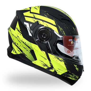 کلاه کاسکت فک متحرک ردلاین مدل 935 طرح مشکی زرد به همراه کاور