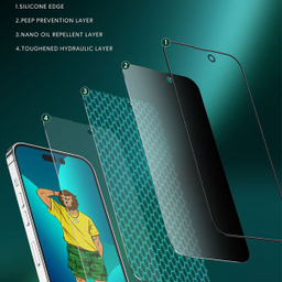 محافظ صفحه نمایش حریم شخصی گرین مدل Silicone Privacy-HD Plus مناسب برای گوشی موبایل اپل iPhone 14 Pro Max