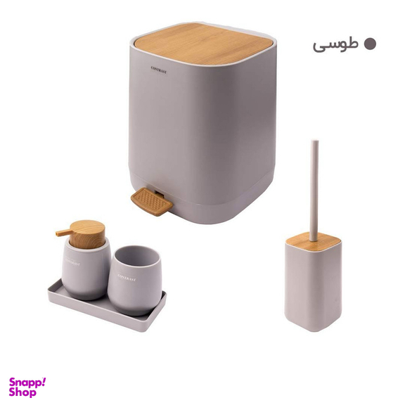 ست سرویس بهداشتی 5 پارچه میامی کنتراست مدل طرح چوب کد RM9910