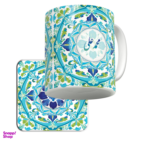 ماگ لاژید مدل اسم محمدعلی کد GR-BL به همراه زیر لیوانی