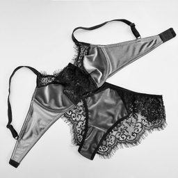 ست سوتین و شورت زنانه نوشه پوش مدل پلانچ کد 85001 رنگ طوسی