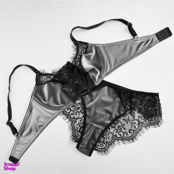 ست سوتین و شورت زنانه نوشه پوش مدل پلانچ کد 85001 رنگ طوسی