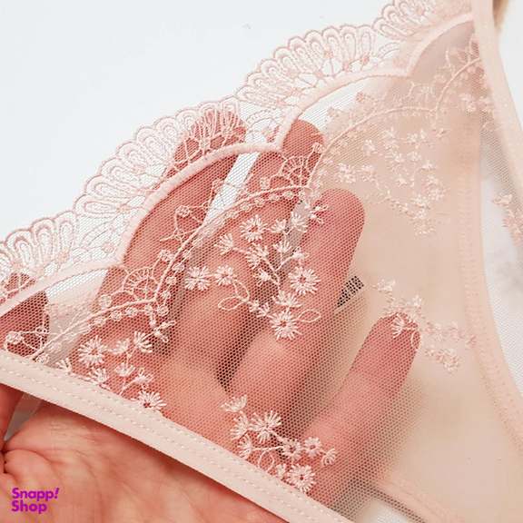 ست شورت و سوتین زنانه برتا مدل فنردار کد 5108-4032-P رنگ گلبهی به همراه نگهدارنده جوراب
