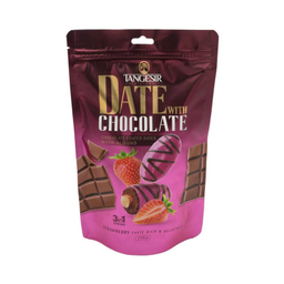خرما شکلاتی توت فرنگی با مغز بادام تنگسیر وزن 250 گرم
