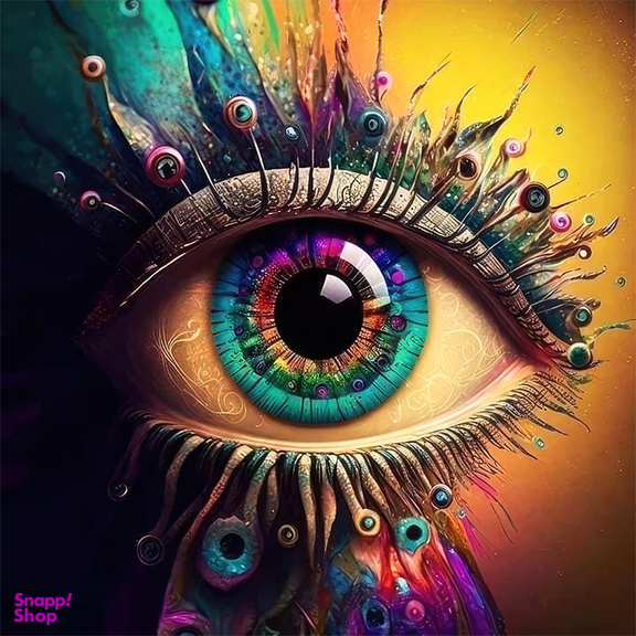 تابلو فرش ابریشم چاپی بدون تار و پود هانوکس مدل چشم سوم کد HAT.198.1