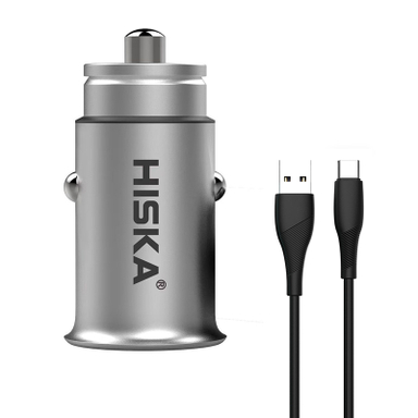 شارژر فندکی 18 وات هیسکا مدل HCC-308 به همراه کابل تبدیل USB-C