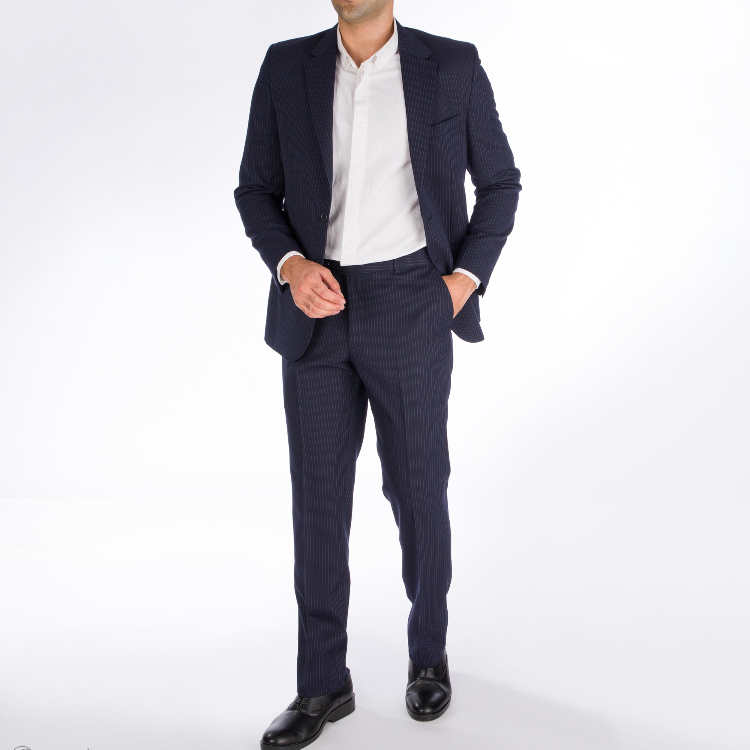 ست کت و شلوار دیپلمات آیکت کد 45.55 رنگ سرمه ای