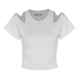 کراپ تیشرت آستین کوتاه زنانه ایزی دو مدل 3843059879 رنگ سفید