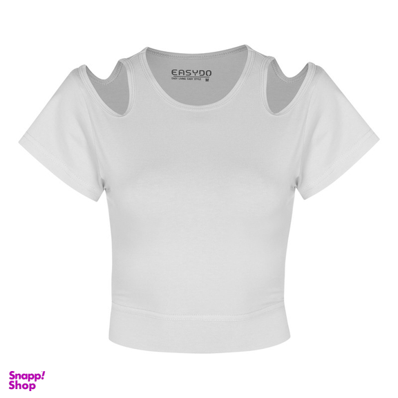کراپ تیشرت آستین کوتاه زنانه ایزی دو مدل 3843059879 رنگ سفید