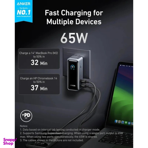 پاوربانک 65 وات انکر مدل A1339 ظرفیت 9600 میلی آمپر ساعت