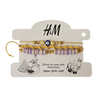 دستبند دخترانه طرح H&M کد 163 بسته 3 عددی
