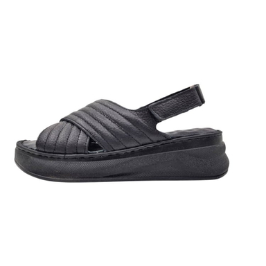 صندل طبی زنانه چرم ریباری مدل R70 رنگ مشکی